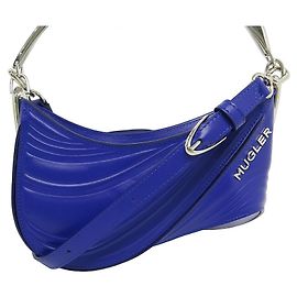 NEW THIERRY MUGLER SMALL SPIRAL CURVE HANDBAG 01 HAND BAG STRAP Blue