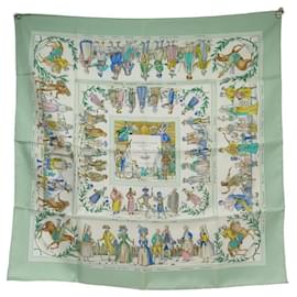 Hermès-HERMES SCARF CURRENT CIVILIAN COSTUMES PERRIERE SQUARE 90 SILK SCARF BOX-Green