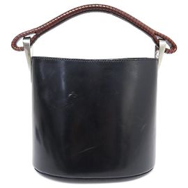 KENZO PAGODON PM HANDTASCHE SCHWARZES LEDER HANDHALTER EIMER LEDER BEUTELTASCHE Schwarz