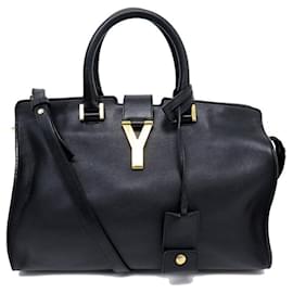 SAC A MAIN YVES SAINT LAURENT LIGNE Y CHYC 311210 CUIR BANDOULIERE BAG Noir