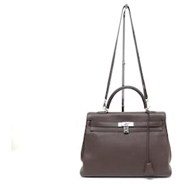 Hermès-Hermès Kelly handbag 35 RETURN CHOCOLATE TAURILLON LEATHER SHOULDER HAND BAG-Brown
