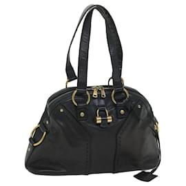 Saint Laurent-SAINT LAURENT Shoulder Bag Leather Black Auth bs9029-Black