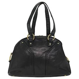 Saint Laurent-SAINT LAURENT Shoulder Bag Leather Black Auth bs9029-Black