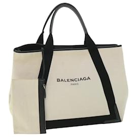 Balenciaga-BALENCIAGA Sac Cabas Toile Blanc Noir 339936 Ep d'authentification1955-Noir,Blanc