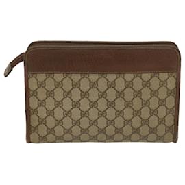 Gucci-GUCCI GG Supreme Clutch Bag PVC Leather Beige 014 122 6063 auth 56780-Beige