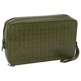 Autre Marque-BOTTEGAVENETA INTRECCIATO Clutch Bag Leather Green Auth 56877-Green