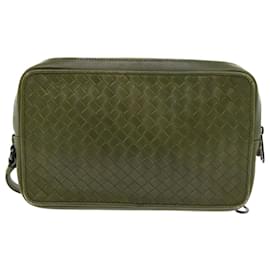 Autre Marque-BOTTEGAVENETA INTRECCIATO Clutch Bag Leather Green Auth 56877-Green