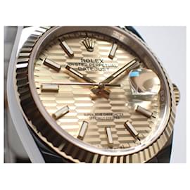 Rolex-Rolex Datejust 36 Goldenes Jubiläumsarmband mit geriffeltem Motiv 126233 Herren-Silber