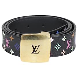Louis Vuitton-Cinto Preto Multicolor Monograma LV Cut-Preto