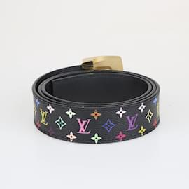 Louis Vuitton-Cinturón con monograma y corte LV en negro y multicolor-Negro