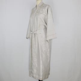 Christian Dior-Robe cinza com detalhe de bolso e cinto-Cinza