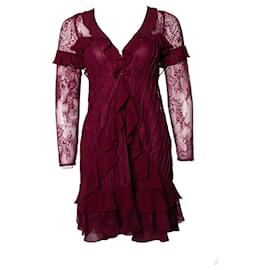 Autre Marque-For Love & Lemons, red lace ruffle dress-Red