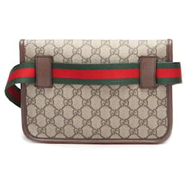 Gucci-Gucci canvas leather belt bag-Red