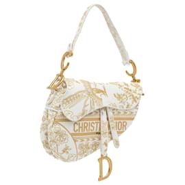 Dior-Bolsa de selim Dior White Toile de Jouy-Branco,Dourado
