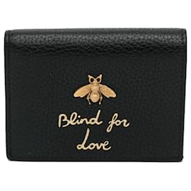 Gucci-Gucci Black Blind For Love Animalier Bee Compact Wallet-Black