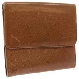 Louis Vuitton-LOUIS VUITTON Bifold Wallet Leather Brown LV Auth 56641-Brown