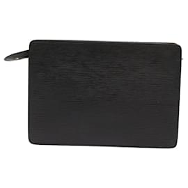 Louis Vuitton-LOUIS VUITTON Epi Pochette Homme Clutch Bag Black M52522 LV Auth 56441-Black