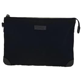 Burberry-BURBERRY Black label Clutch Bag Nylon Leather Navy Auth 58127-Navy blue