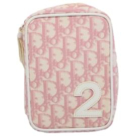 Christian Dior-Christian Dior Trotter Canvas Pouch Pink Auth 56613-Pink