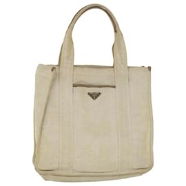 Prada-PRADA Bolso Tote Lona Beige Auth fm2839-Beige