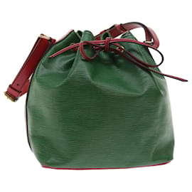 Louis Vuitton-LOUIS VUITTON Epi Petit Noe Sac Bandoulière Bicolore Vert Rouge M44147 Auth LV 57173-Rouge,Vert