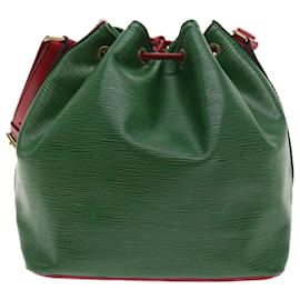 Louis Vuitton-LOUIS VUITTON Epi Petit Noe Shoulder Bag Bicolor Green Red M44147 LV Auth 57173-Red,Green