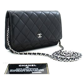 CHANEL Black Classic Wallet On Chain WOC Shoulder Bag Lambskin Black