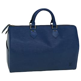 Louis Vuitton-Louis Vuitton Epi Speedy 35 Sac à main Toledo Bleu M42995 Auth LV 57982-Autre