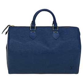Louis Vuitton-Louis Vuitton Epi Speedy 35 Bolsa de Mão Azul Toledo M42995 Autenticação de LV 57982-Outro