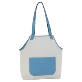 Hermès-HERMES Giardinier PM Tote Bag Toile Bleu Gris Auth fm2836-Bleu,Gris