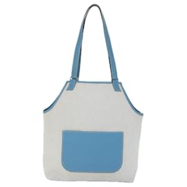 Hermès-HERMES Giardinier PM Tote Bag Canvas Blue Gray Auth fm2836-Blue,Grey