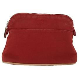 Hermès-HERMES Bolide PM Pouch Canvas Rosso Auth ac2402-Rosso