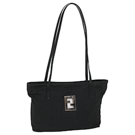 Fendi-FENDI Zucca Borsa a tracolla in tela nera Auth 57278-Nero