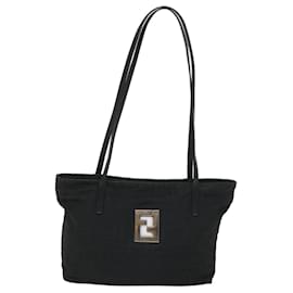 Fendi-FENDI Zucca Canvas Shoulder Bag Black Auth 57278-Black