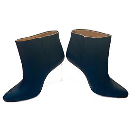 Maison Martin Margiela Invisible Wedge Pump Ankle Boots Black Leather Black