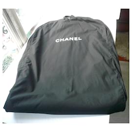 Chanel-CHANEL Funda larga de algodón negro Nuevo estado-Negro
