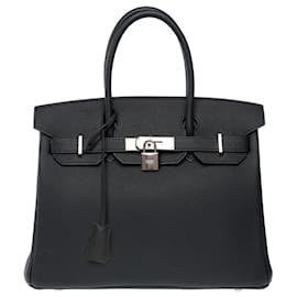 Hermès-HERMES BIRKIN Tasche 30 aus schwarzem Leder - 101562-Schwarz