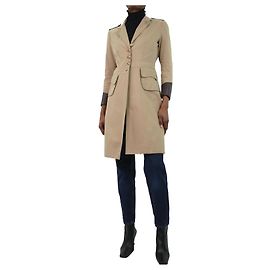 Etro Beige canvas coat with leather trim - size UK 4 Beige