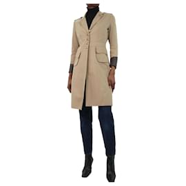 Etro-Beige canvas coat with leather trim - size UK 4-Beige
