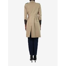 Etro-Beige canvas coat with leather trim - size UK 4-Beige