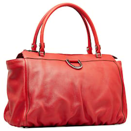 Gucci-Sac cabas en cuir avec anneau en D rouge Abbey de Gucci-Rouge