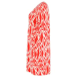 Diane Von Furstenberg-Diane Von Furstenberg “Reina” Printed Mini Dress in Red and White Cotton-Red