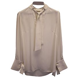 Blusa Zimmermann de manga comprida com gola em poliéster creme Branco Cru