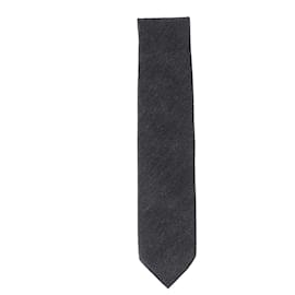 Loro Piana-Loro Piana Textured Tie in Grey Wool-Grey
