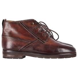 Berluti-Berluti Lace Up Boots in Brown Leather-Brown