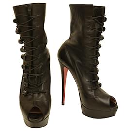 Christian Louboutin-Christian LouboutinAlta Bouton en cuir noir 150 Bottines Pyramide Nappa Taille 40-Noir