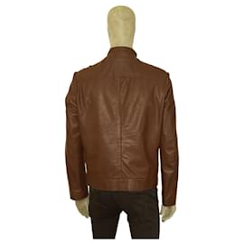 Iceberg-Iceberg Brown leather Zipper Front Classic Men Leather Jacket size 50-Brown