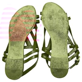 Louis Vuitton-Louis Vuitton Red Patent Leather LV Logo Strappy Sandals Flat Shoes size 40-Red