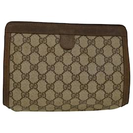 Gucci-GUCCI GG Supreme Web Sherry Line Clutch Bag Beige Red Green 89 01 032 auth 56612-Red,Beige,Green