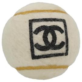 Chanel-CHANEL Tennis Ball Felt White CC Auth bs9326-White